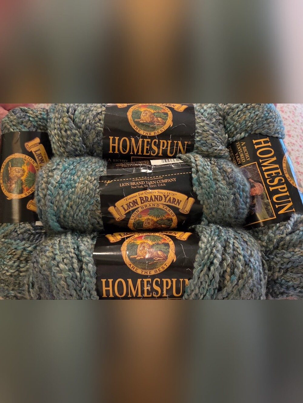 5 Skeins VINTAGE LION BRAND YARNS HOMESPUN COLOR REGENCY